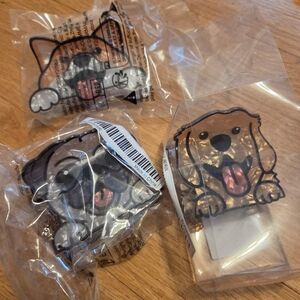 Playful Dog Hair Clips Set - Brown and Black